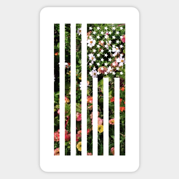 Floral USA Flag Sticker by SlothgirlArt